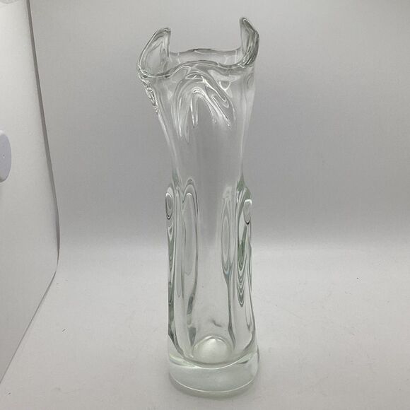 JanVeranek Skrdlovic Czech Clear Art Glass Vase MCM - Picture 3 of 4